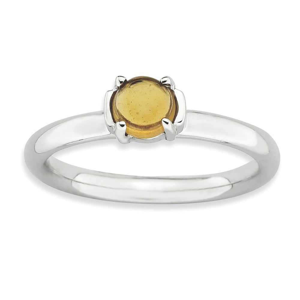 Silver Stackable .40 Carat Citrine Cabochon Ring, Item R9438 by The Black Bow Jewelry Co.