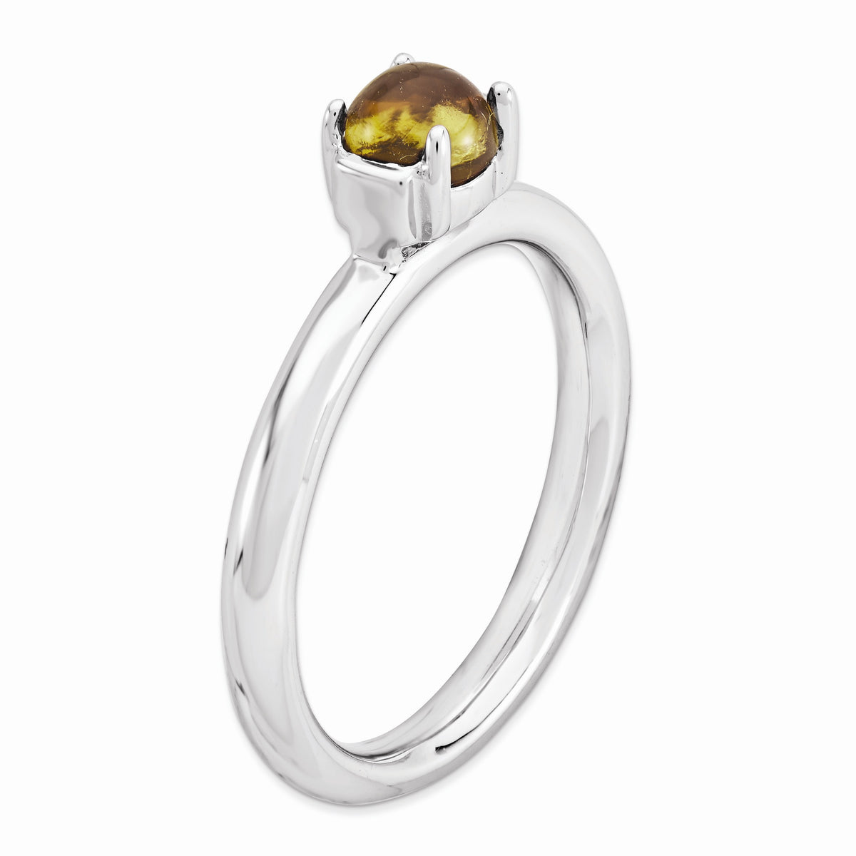 Alternate view of the Silver Stackable .40 Carat Citrine Cabochon Ring by The Black Bow Jewelry Co.