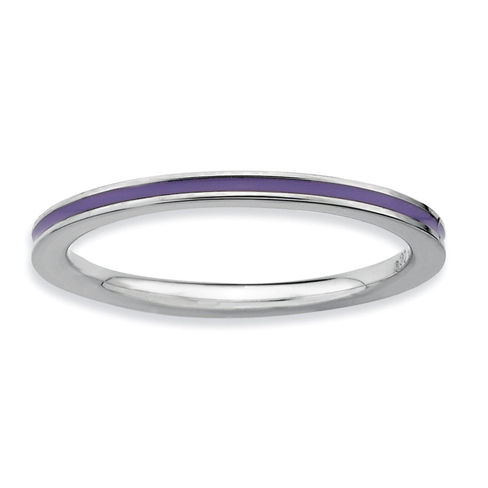 1.5mm Sterling Silver Stackable Purple Enameled Band, Item R9475 by The Black Bow Jewelry Co.