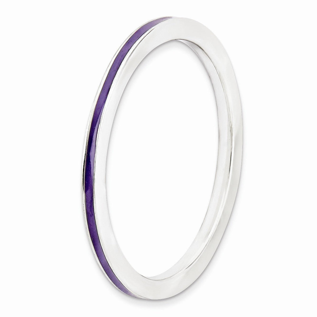 Alternate view of the 1.5mm Sterling Silver Stackable Purple Enameled Band by The Black Bow Jewelry Co.