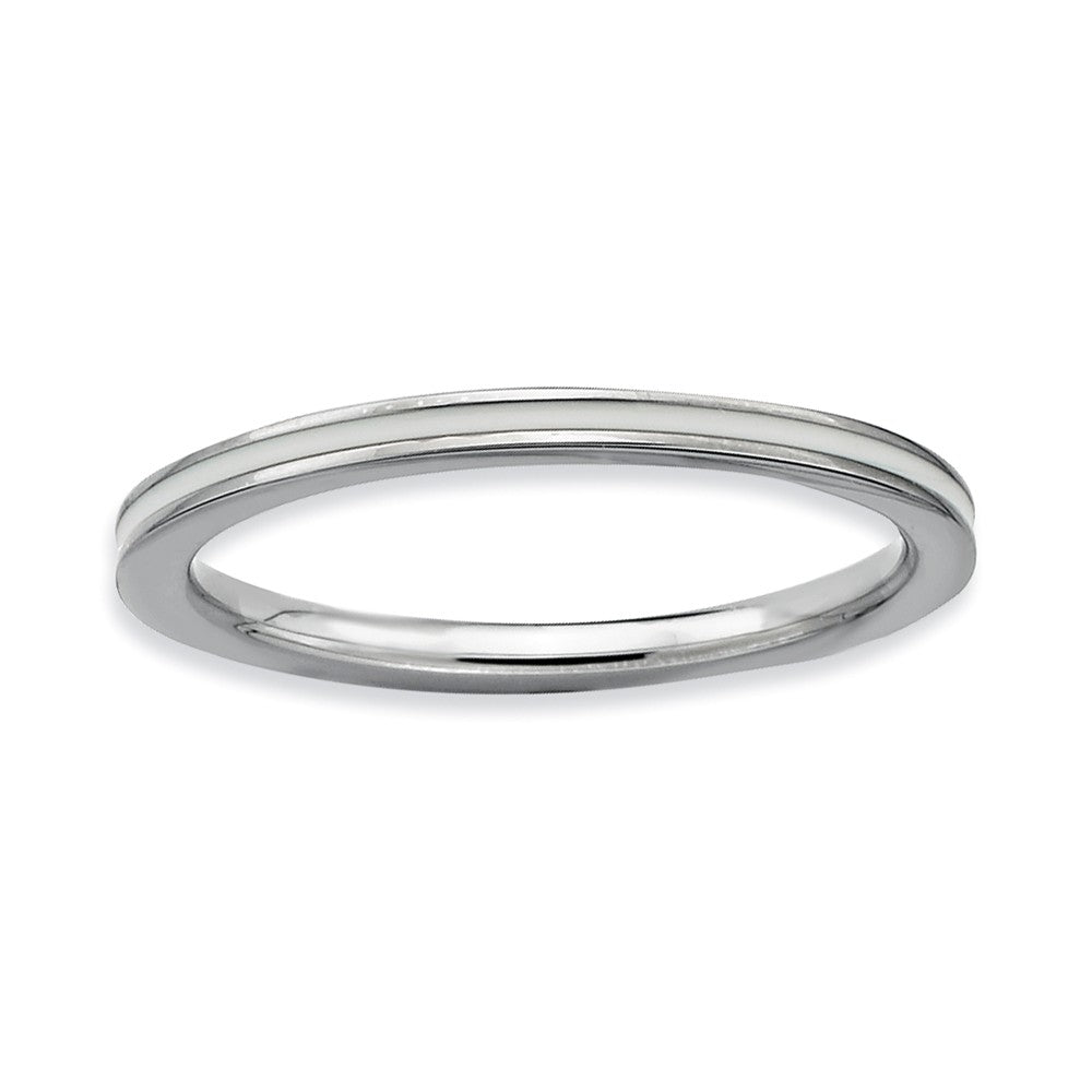 1.5mm Sterling Silver Stackable White Enameled Band, Item R9476 by The Black Bow Jewelry Co.