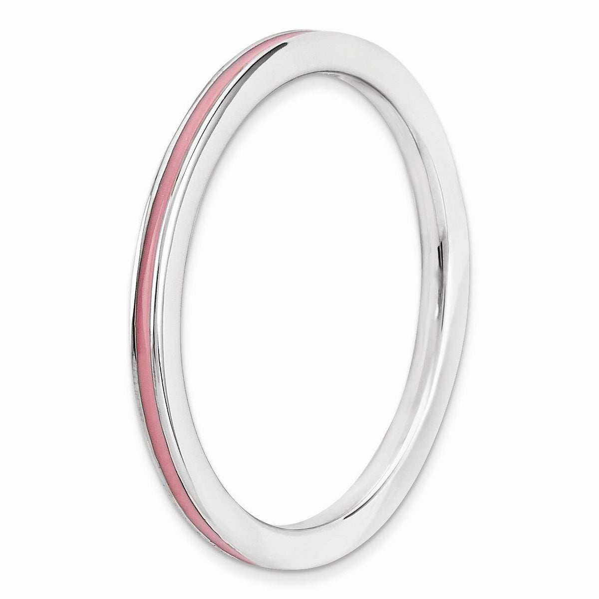 Alternate view of the 1.5mm Sterling Silver Stackable Pink Enameled Band by The Black Bow Jewelry Co.