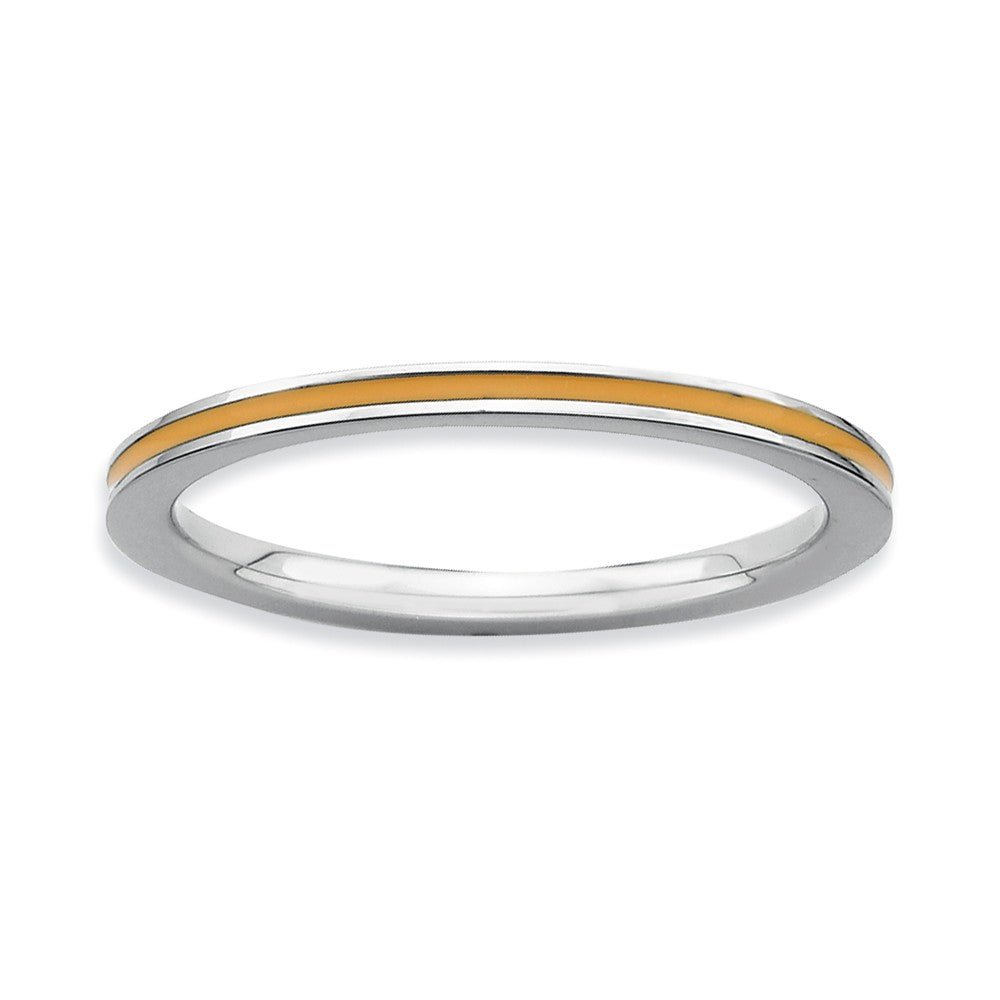 1.5mm Sterling Silver Stackable Orange Enameled Band, Item R9478 by The Black Bow Jewelry Co.