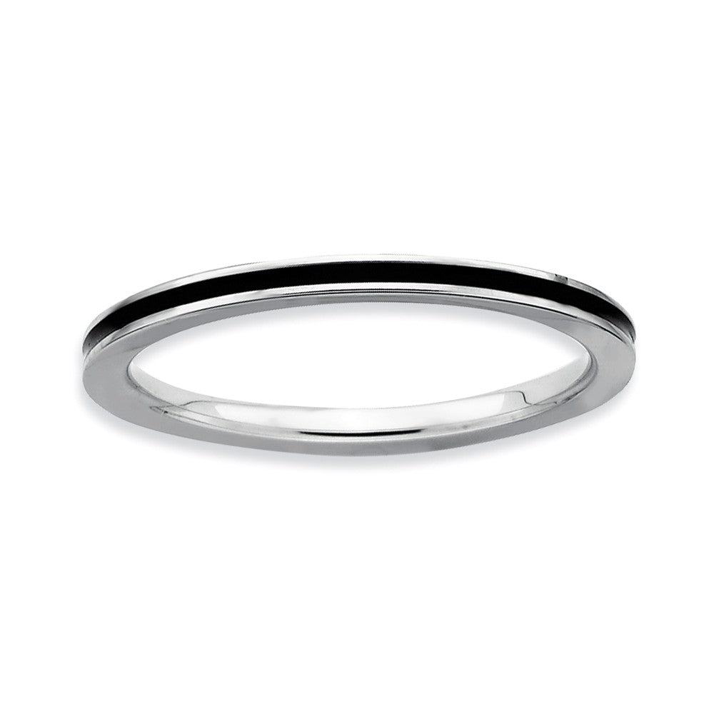1.5mm Sterling Silver Stackable Black Enameled Band, Item R9479 by The Black Bow Jewelry Co.