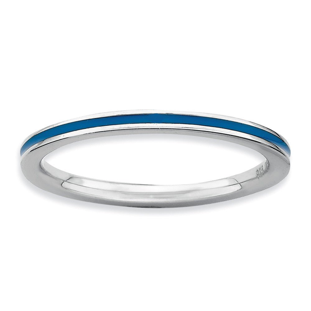 1.5mm Sterling Silver Stackable Blue Enameled Band, Item R9480 by The Black Bow Jewelry Co.