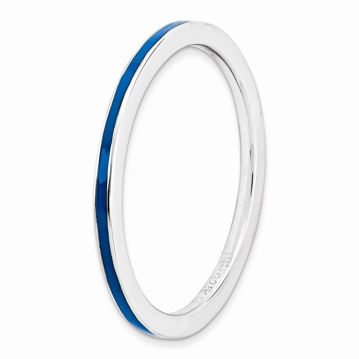 Alternate view of the 1.5mm Sterling Silver Stackable Blue Enameled Band by The Black Bow Jewelry Co.