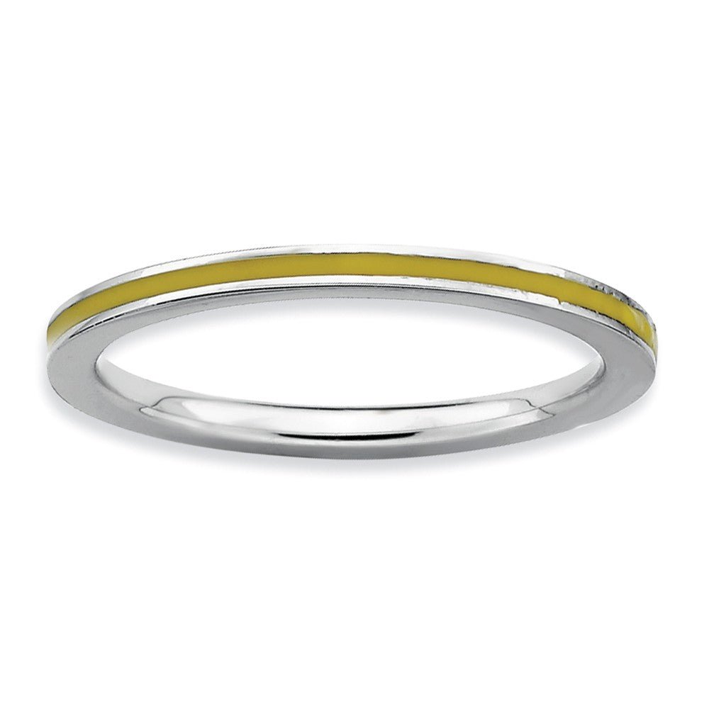 1.5mm Sterling Silver Stackable Yellow Enameled Band, Item R9481 by The Black Bow Jewelry Co.