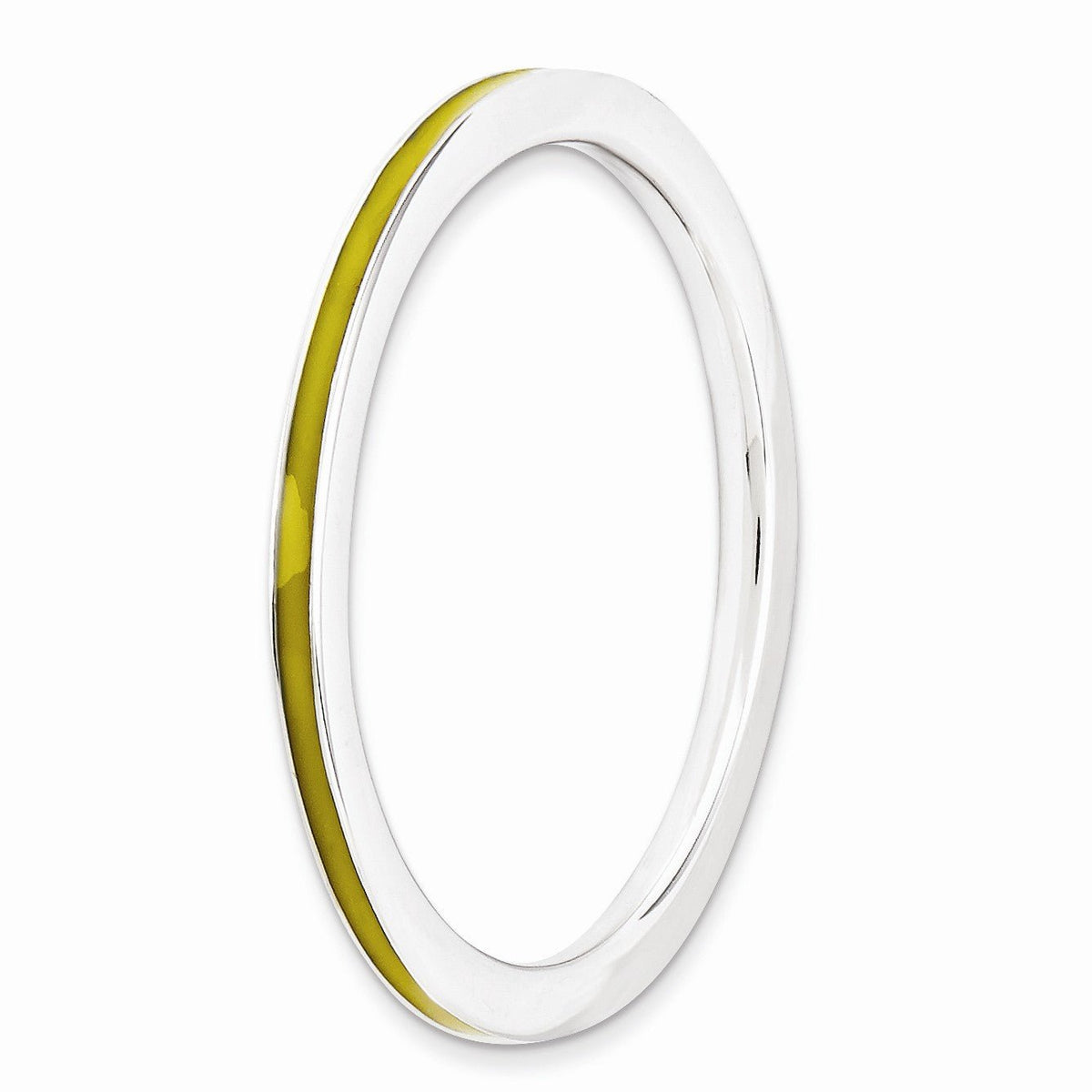 Alternate view of the 1.5mm Sterling Silver Stackable Yellow Enameled Band by The Black Bow Jewelry Co.