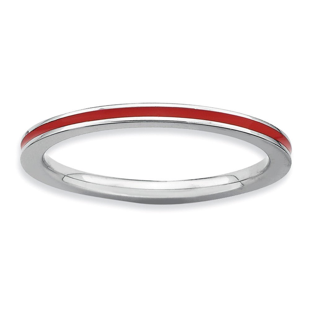 1.5mm Sterling Silver Stackable Red Enameled Band, Item R9482 by The Black Bow Jewelry Co.
