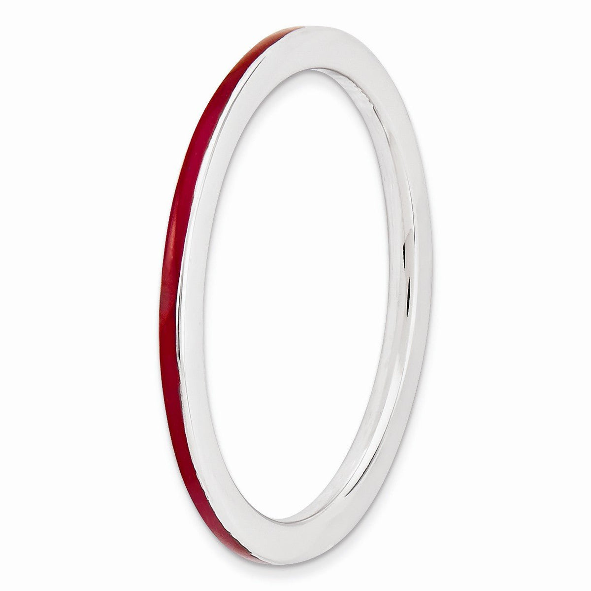 Alternate view of the 1.5mm Sterling Silver Stackable Red Enameled Band by The Black Bow Jewelry Co.