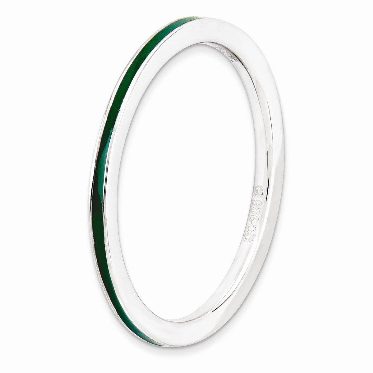 Alternate view of the 1.5mm Sterling Silver Stackable Green Enameled Band by The Black Bow Jewelry Co.