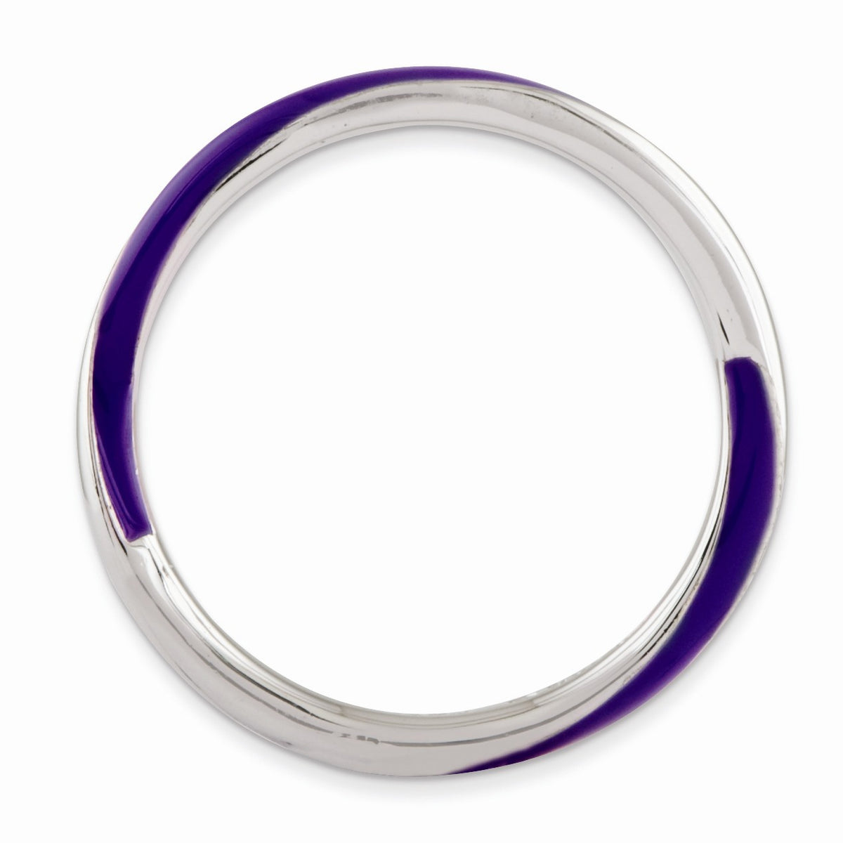 Alternate view of the 2.5mm Silver Twisted Purple Enameled Stackable Band by The Black Bow Jewelry Co.