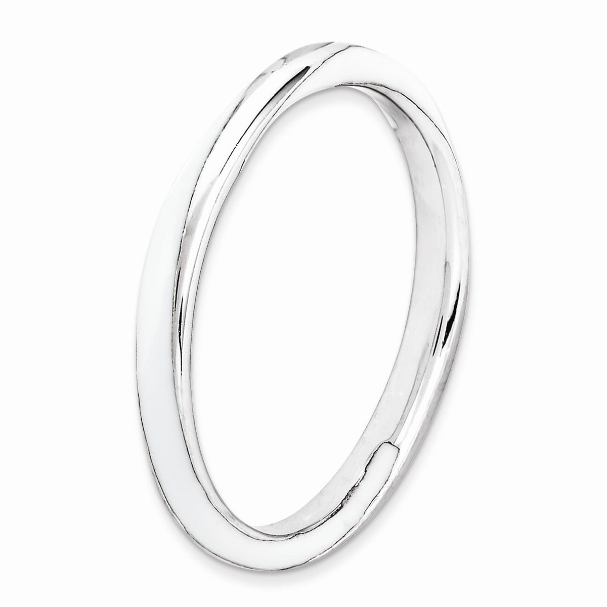 Alternate view of the 2.5mm Silver Twisted White Enameled Stackable Band by The Black Bow Jewelry Co.