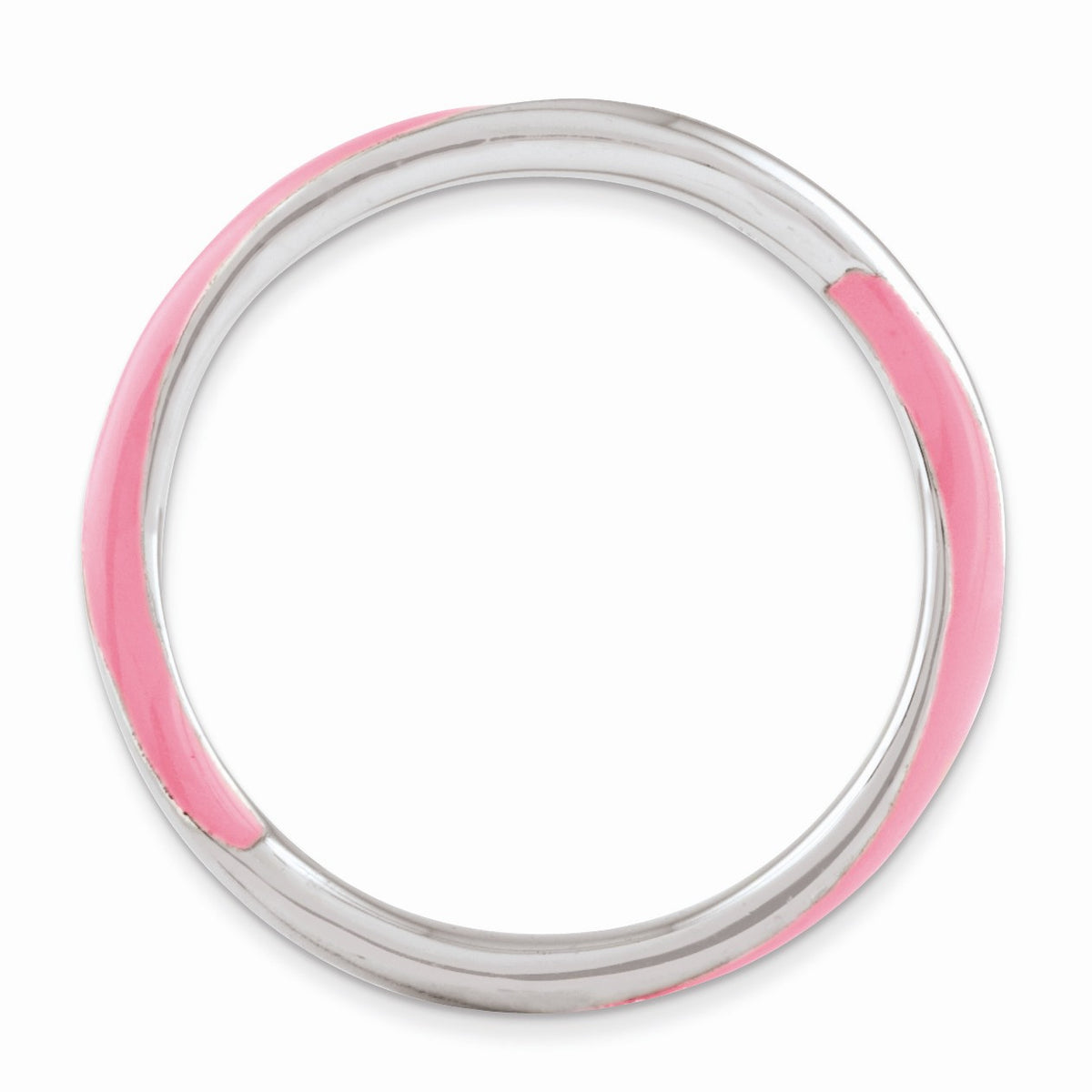 Alternate view of the 2.5mm Silver Twisted Pink Enameled Stackable Band by The Black Bow Jewelry Co.