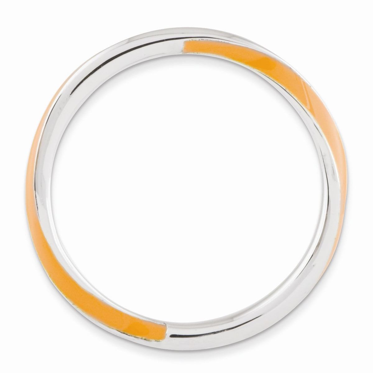 Alternate view of the 2.5mm Silver Twisted Orange Enameled Stackable Band by The Black Bow Jewelry Co.