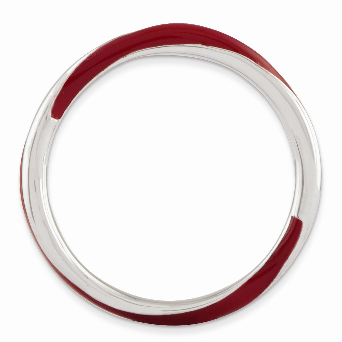 Alternate view of the 2.5mm Silver Twisted Red Enameled Stackable Band by The Black Bow Jewelry Co.