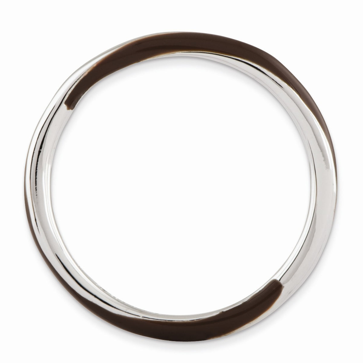 Alternate view of the 2.5mm Silver Twisted Brown Enameled Stackable Band by The Black Bow Jewelry Co.