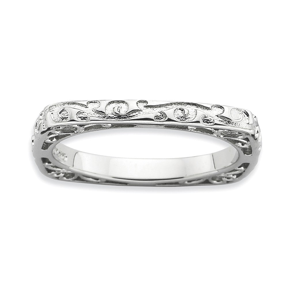 2.25mm Stackable Sterling Silver Square Scroll Band, Item R9496 by The Black Bow Jewelry Co.