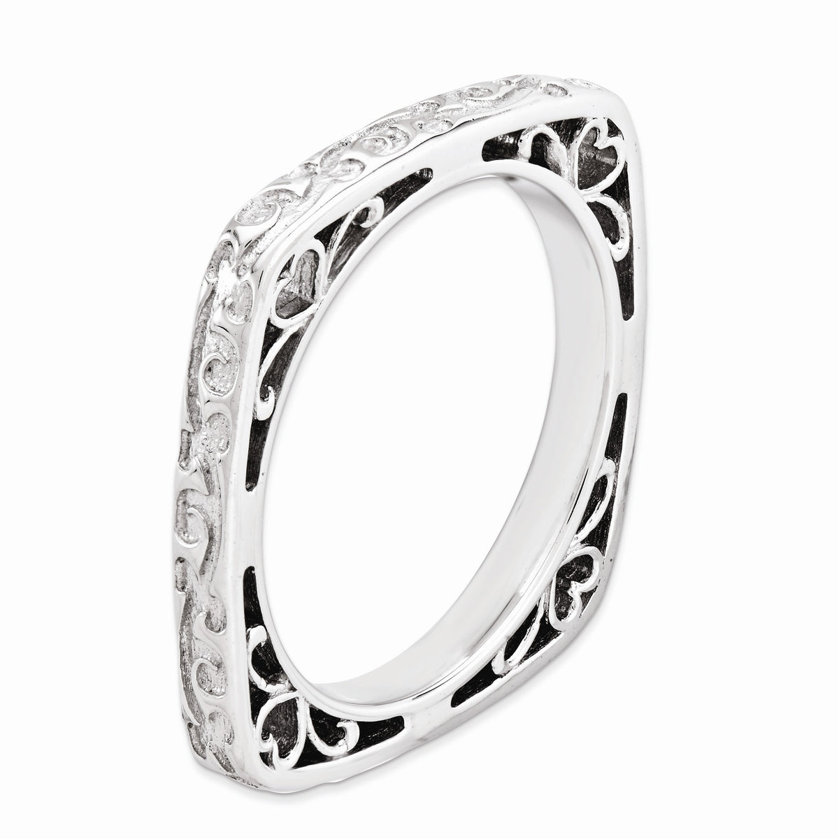 Alternate view of the 2.25mm Stackable Sterling Silver Square Scroll Band by The Black Bow Jewelry Co.