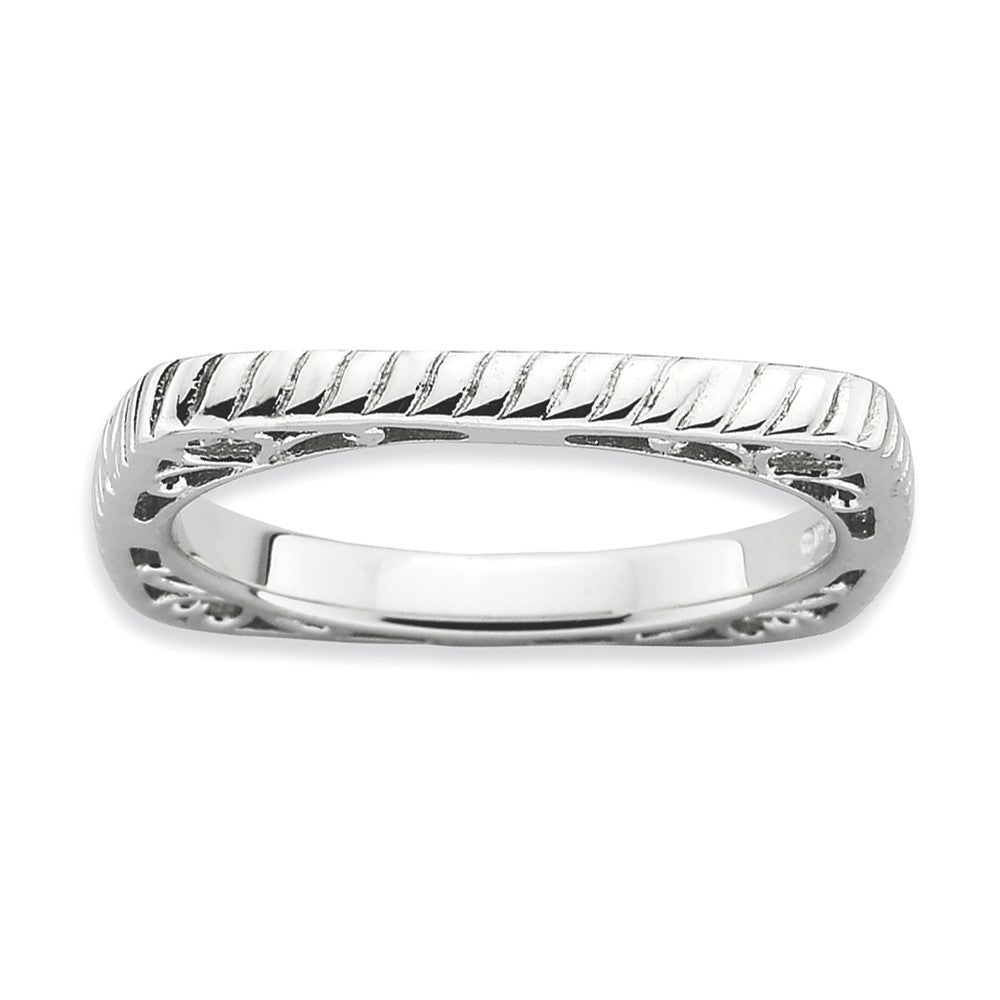 2.25mm Stackable Sterling Silver Square Grooved Band, Item R9500 by The Black Bow Jewelry Co.