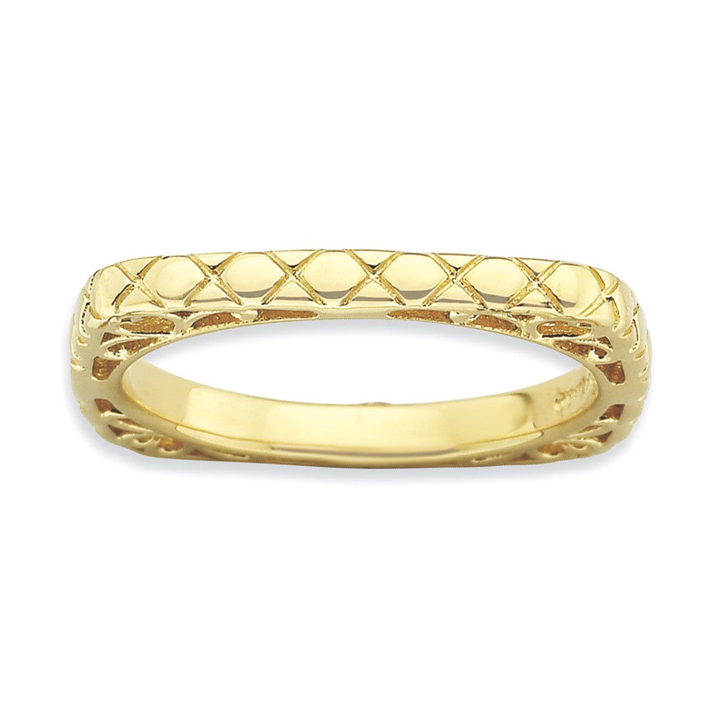 2.25mm Stackable 14K Yellow Gold Plated Silver Square Snake Skin Band, Item R9504 by The Black Bow Jewelry Co.