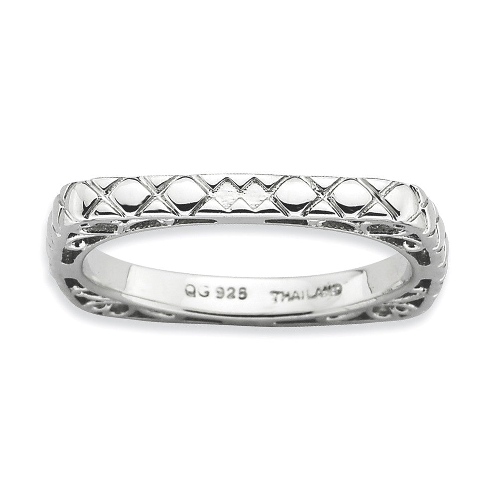 2.25mm Stackable Sterling Silver Square Snake Skin Band, Item R9505 by The Black Bow Jewelry Co.