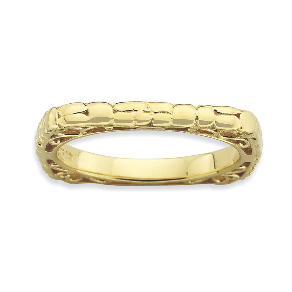 2.25mm Stackable 18K Yellow Gold Plated Silver Square Band, Item R9509 by The Black Bow Jewelry Co.