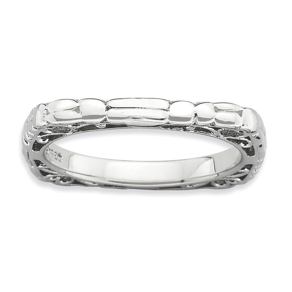 2.25mm Stackable Sterling Silver Square Cobblestone Band, Item R9510 by The Black Bow Jewelry Co.