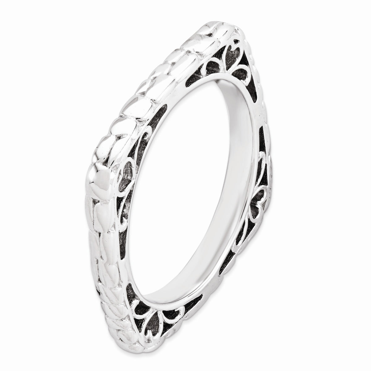 Alternate view of the 2.25mm Stackable Sterling Silver Square Cobblestone Band by The Black Bow Jewelry Co.