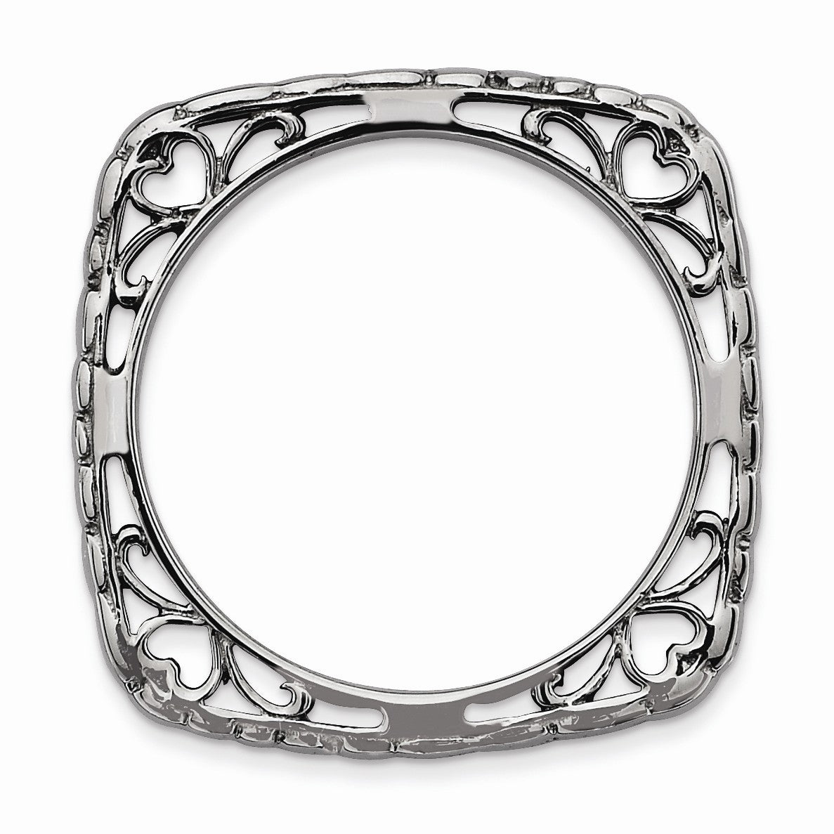 Alternate view of the 2.25mm Stackable Black Plated Silver Square Cobblestone Band by The Black Bow Jewelry Co.