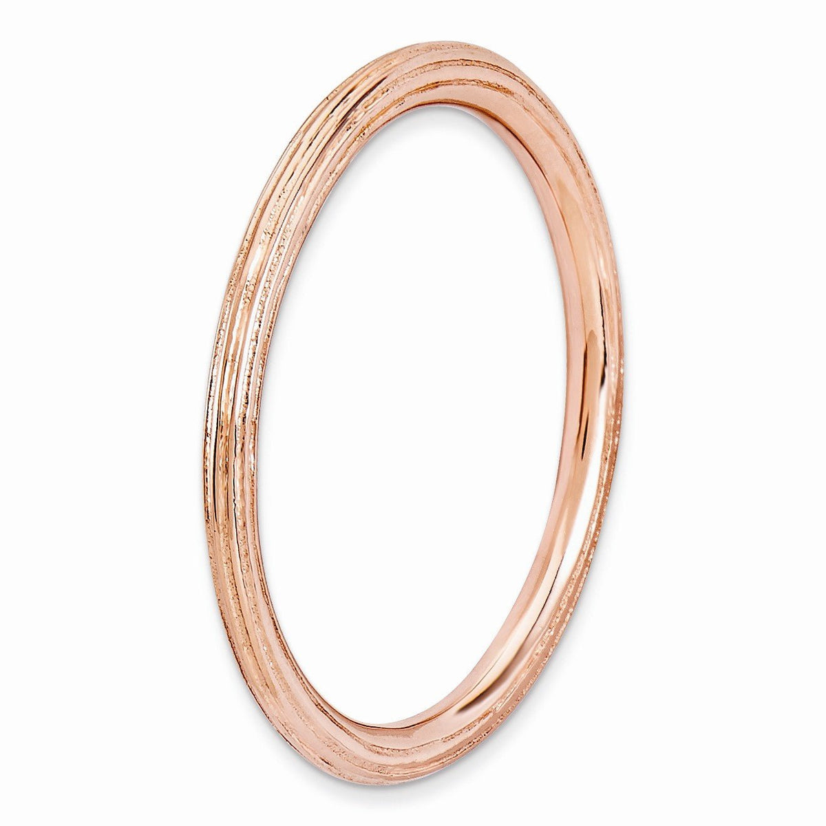 Alternate view of the 1.5mm Stackable 14K Rose Gold Plated Silver Simply Elegant Band by The Black Bow Jewelry Co.
