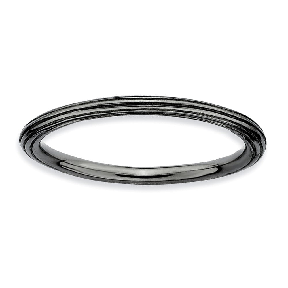 1.5mm Stackable Black Plated Silver Simply Elegant Band, Item R9517 by The Black Bow Jewelry Co.