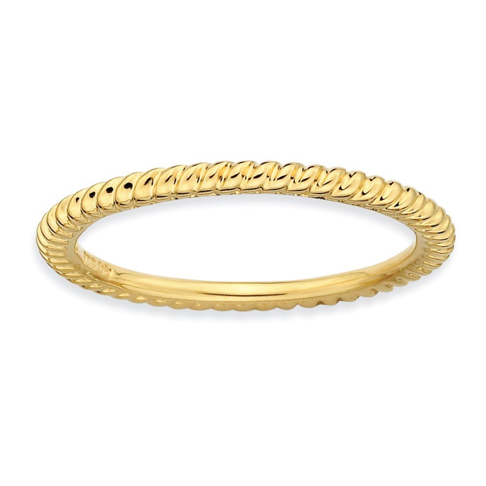 1.5mm Stackable 14K Yellow Gold Plated Silver Twisted Band, Item R9518 by The Black Bow Jewelry Co.