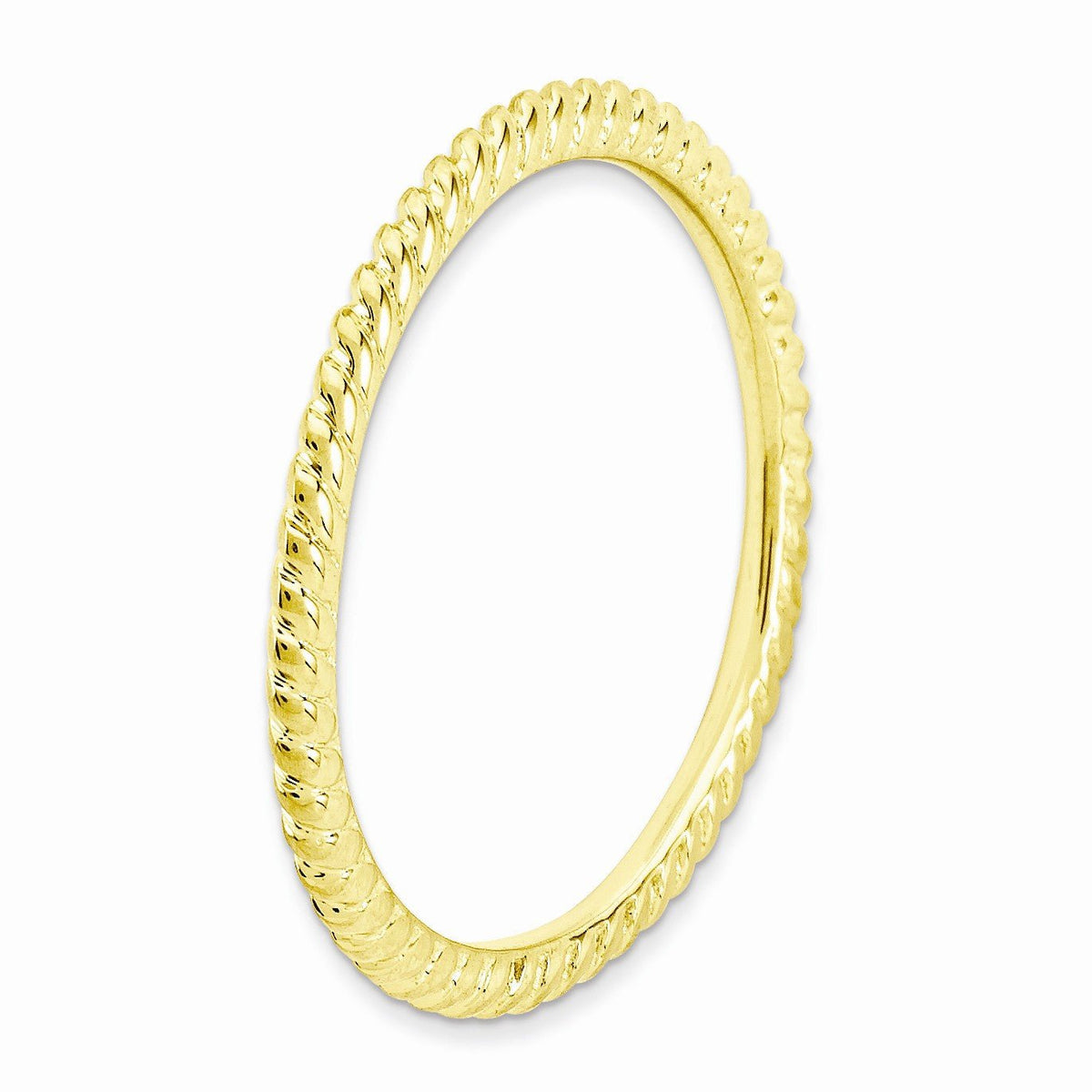 Alternate view of the 1.5mm Stackable 14K Yellow Gold Plated Silver Twisted Band by The Black Bow Jewelry Co.