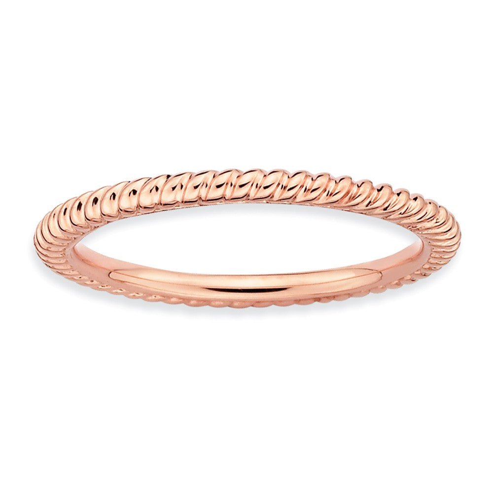 1.5mm Stackable 14K Rose Gold Plated Silver Twisted Band, Item R9520 by The Black Bow Jewelry Co.