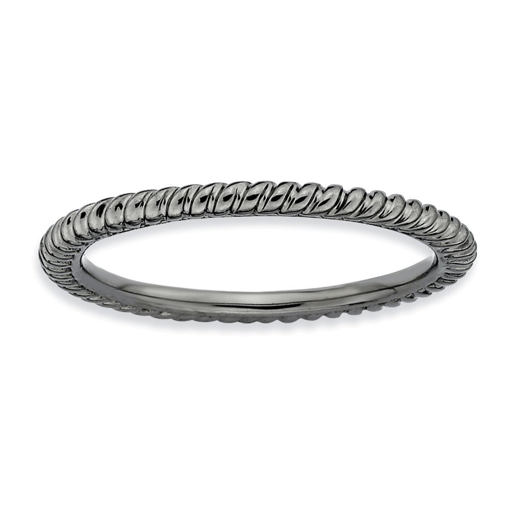 1.5mm Stackable Black Plated Silver Twisted Band, Item R9521 by The Black Bow Jewelry Co.