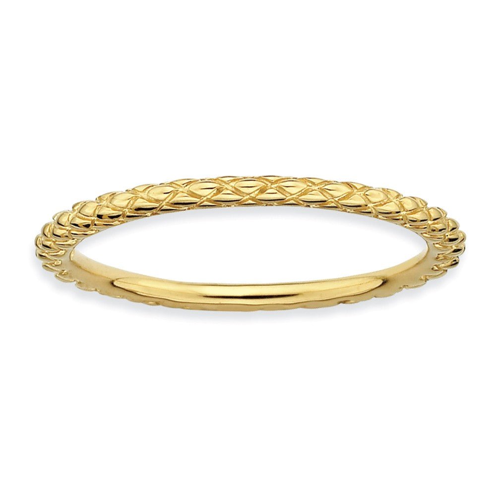 1.5mm Stackable 14K Yellow Gold Plated Silver Crisscross Band, Item R9522 by The Black Bow Jewelry Co.