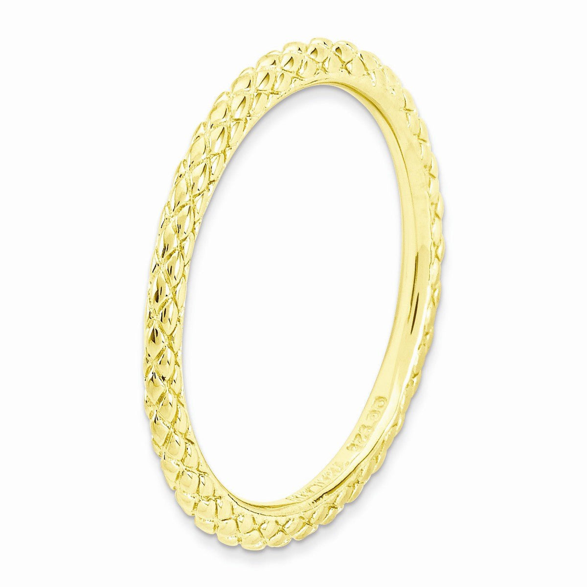 Alternate view of the 1.5mm Stackable 14K Yellow Gold Plated Silver Crisscross Band by The Black Bow Jewelry Co.