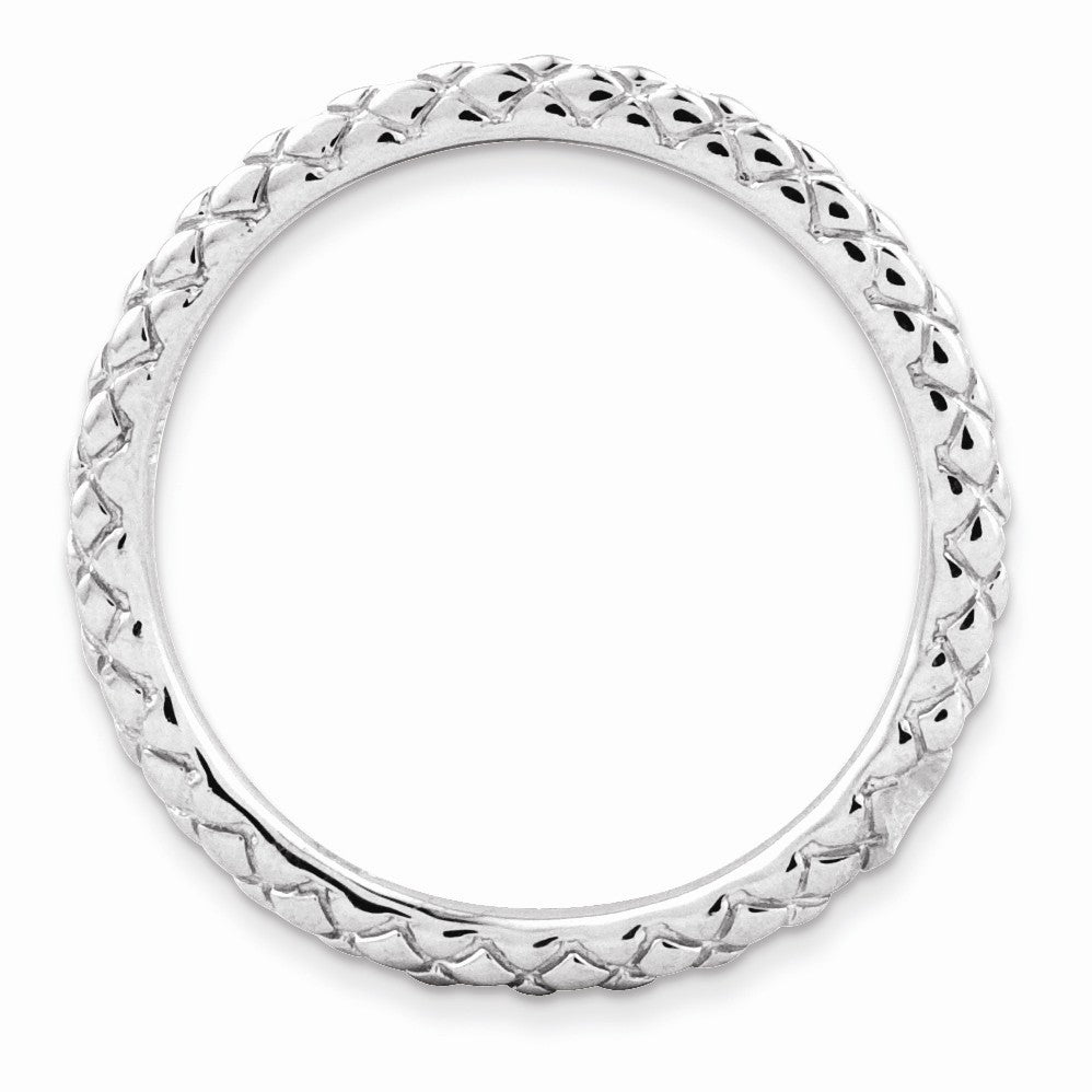 Alternate view of the 1.5mm Stackable Sterling Silver Crisscross Band by The Black Bow Jewelry Co.
