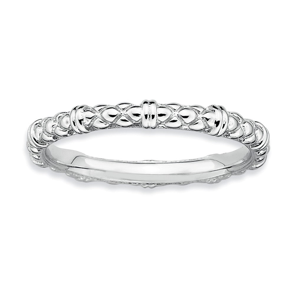 2.25mm Stackable Sterling Silver Popcorn Band, Item R9539 by The Black Bow Jewelry Co.
