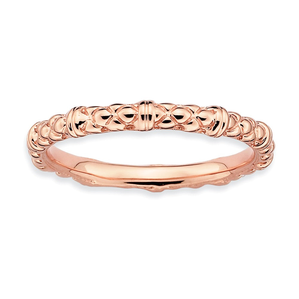 2.25mm Stackable 14K Rose Gold Plated Silver Popcorn Band, Item R9540 by The Black Bow Jewelry Co.