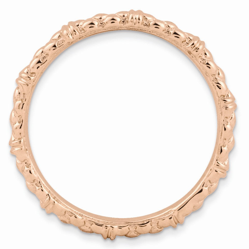 Alternate view of the 2.25mm Stackable 14K Rose Gold Plated Silver Popcorn Band by The Black Bow Jewelry Co.
