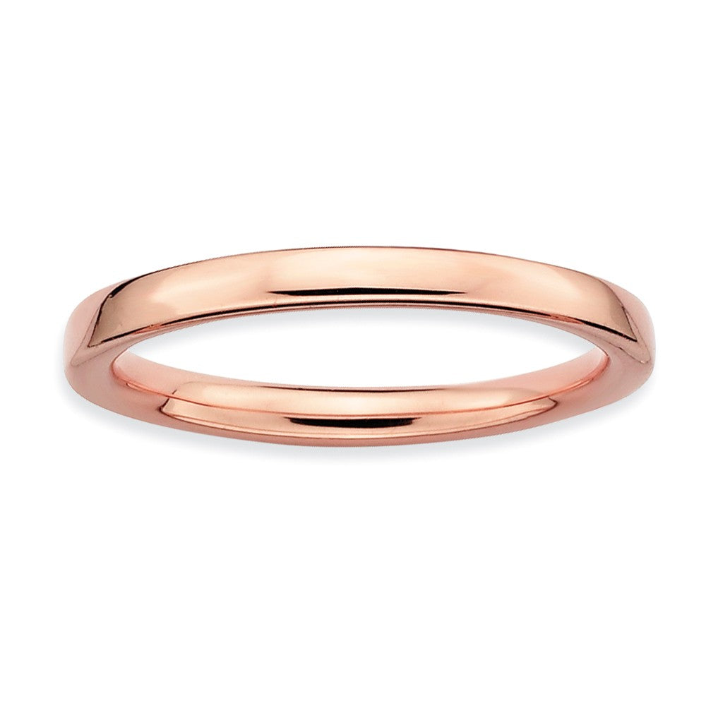 2.25mm Stackable 14K Rose Gold Plated Silver Semi Rounded Band, Item R9544 by The Black Bow Jewelry Co.