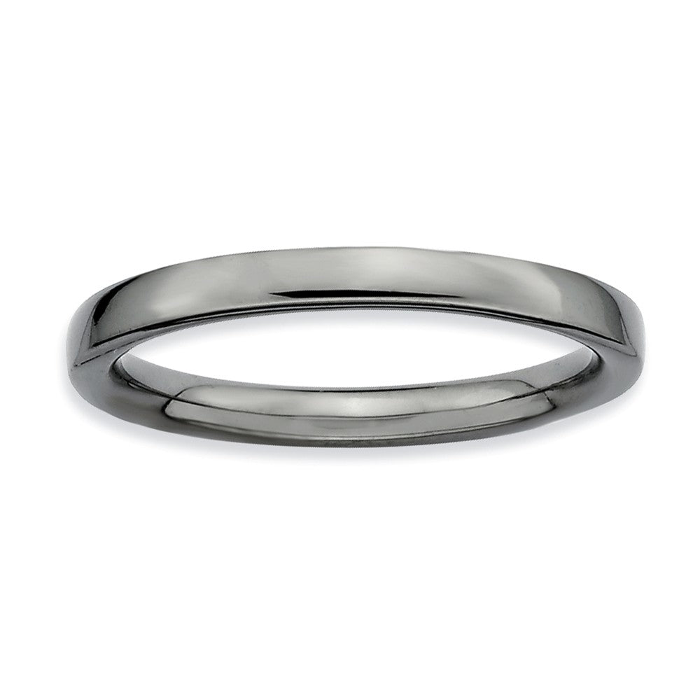 2.25mm Stackable Black Plated Silver Semi Rounded Band, Item R9545 by The Black Bow Jewelry Co.