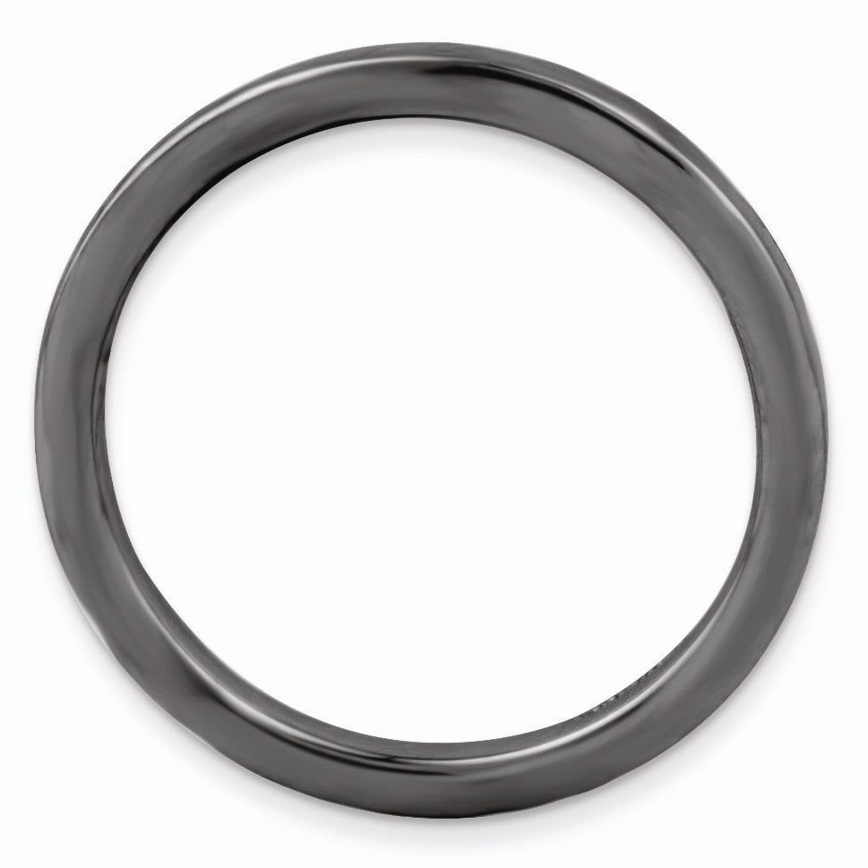 Alternate view of the 2.25mm Stackable Black Plated Silver Semi Rounded Band by The Black Bow Jewelry Co.
