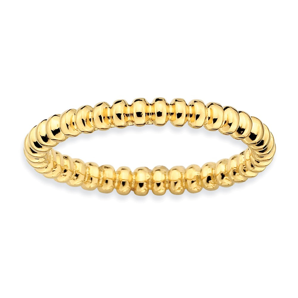 2.25mm Stackable 14K Yellow Gold Plated Silver Beaded Band, Item R9550 by The Black Bow Jewelry Co.