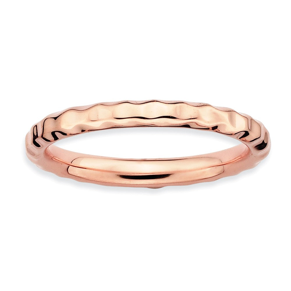 2.25mm Stackable 14K Rose Gold Plated Silver Hammered Band, Item R9560 by The Black Bow Jewelry Co.