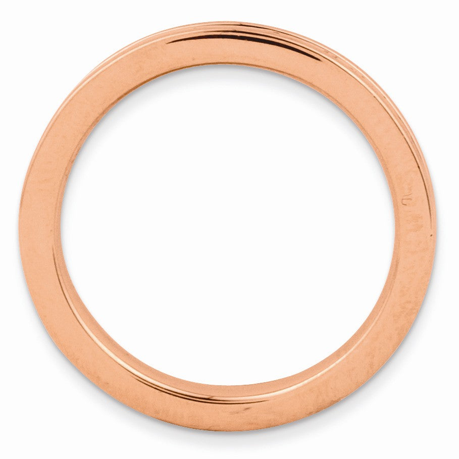 Alternate view of the 2.25mm Stackable 14K Rose Gold Plated Silver Grooved Band by The Black Bow Jewelry Co.
