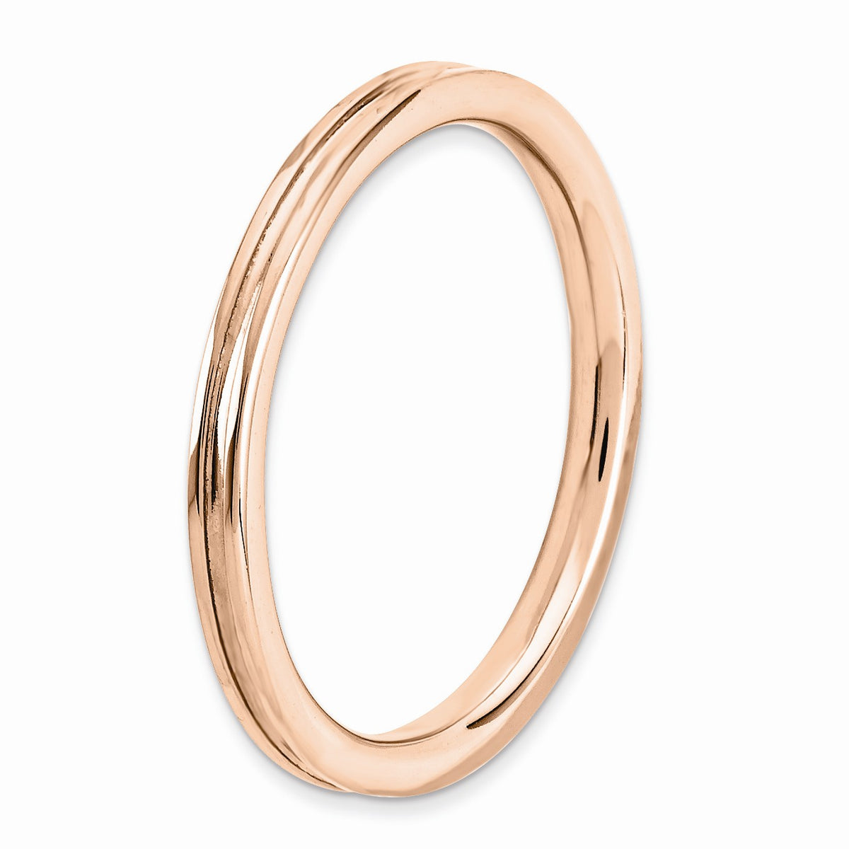 Alternate view of the 2.25mm Stackable 14K Rose Gold Plated Silver Grooved Band by The Black Bow Jewelry Co.