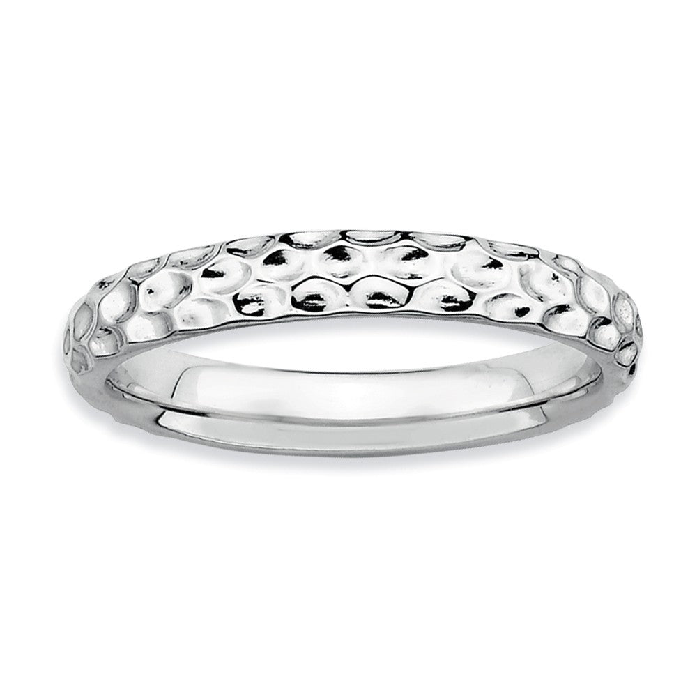 3.25mm Stackable Sterling Silver Hammered Band, Item R9571 by The Black Bow Jewelry Co.